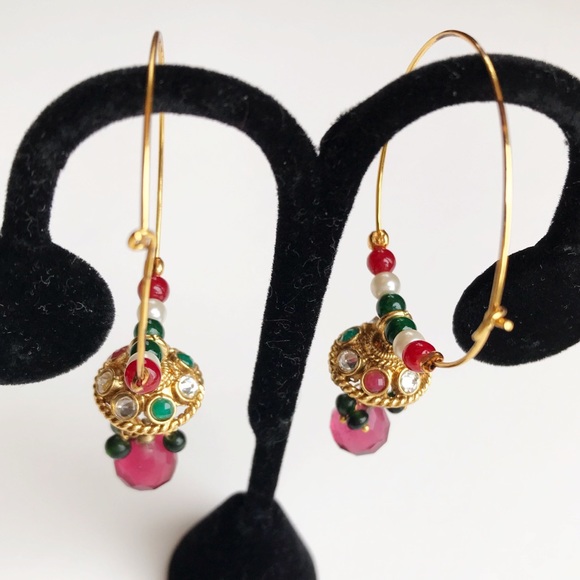 Bollywood hoop earrings _ handmade - Picture 3 of 8